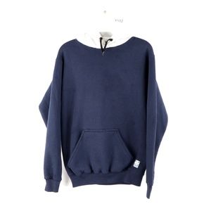 Vtg 80s Streetwear Blank Hoodie Sweatshirt Blue